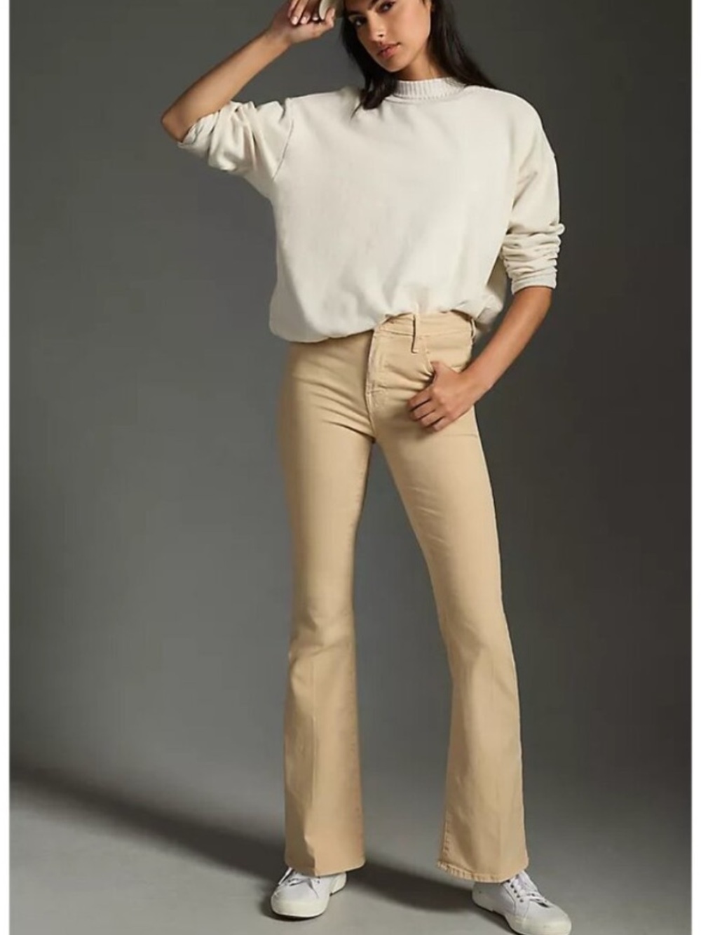 MOTHER The Weekender Flare Jeans in Chalk It Up Marzipan Sz 27 Closet Staple - Picture 15 of 16